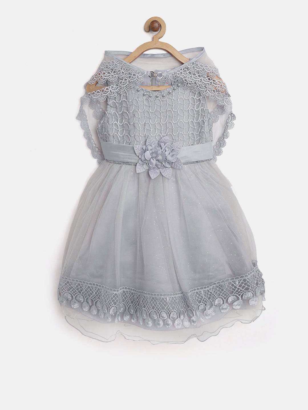 

StyleStone Girls Grey Embroidered Fit and Flare Dress