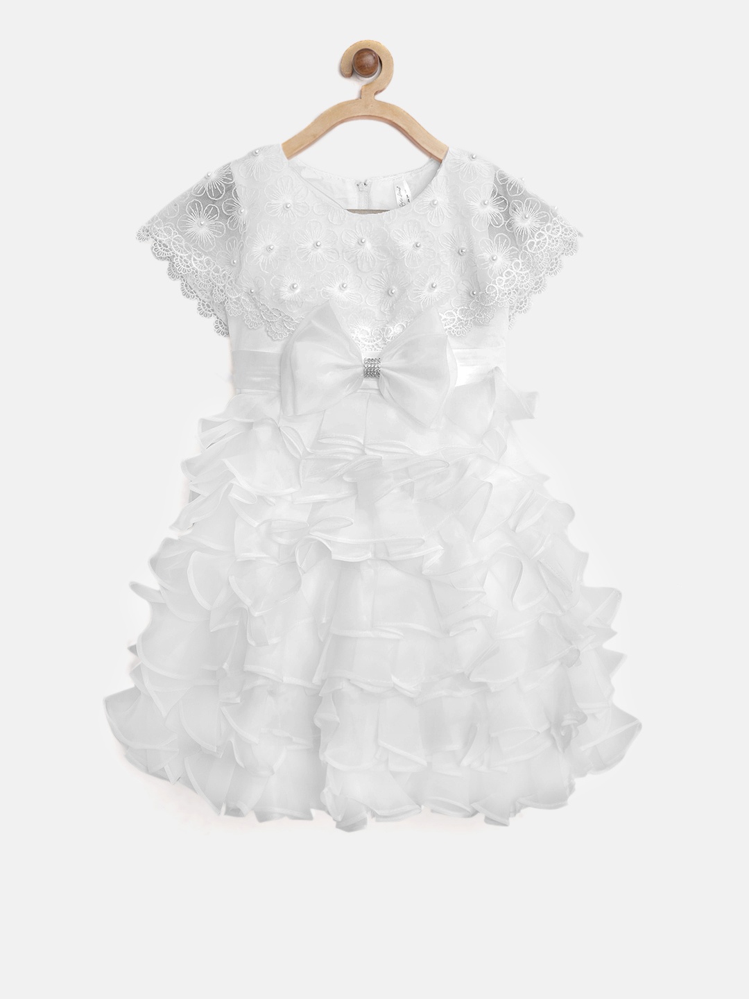 

StyleStone Girls White Tiered Fit and Flare Dress