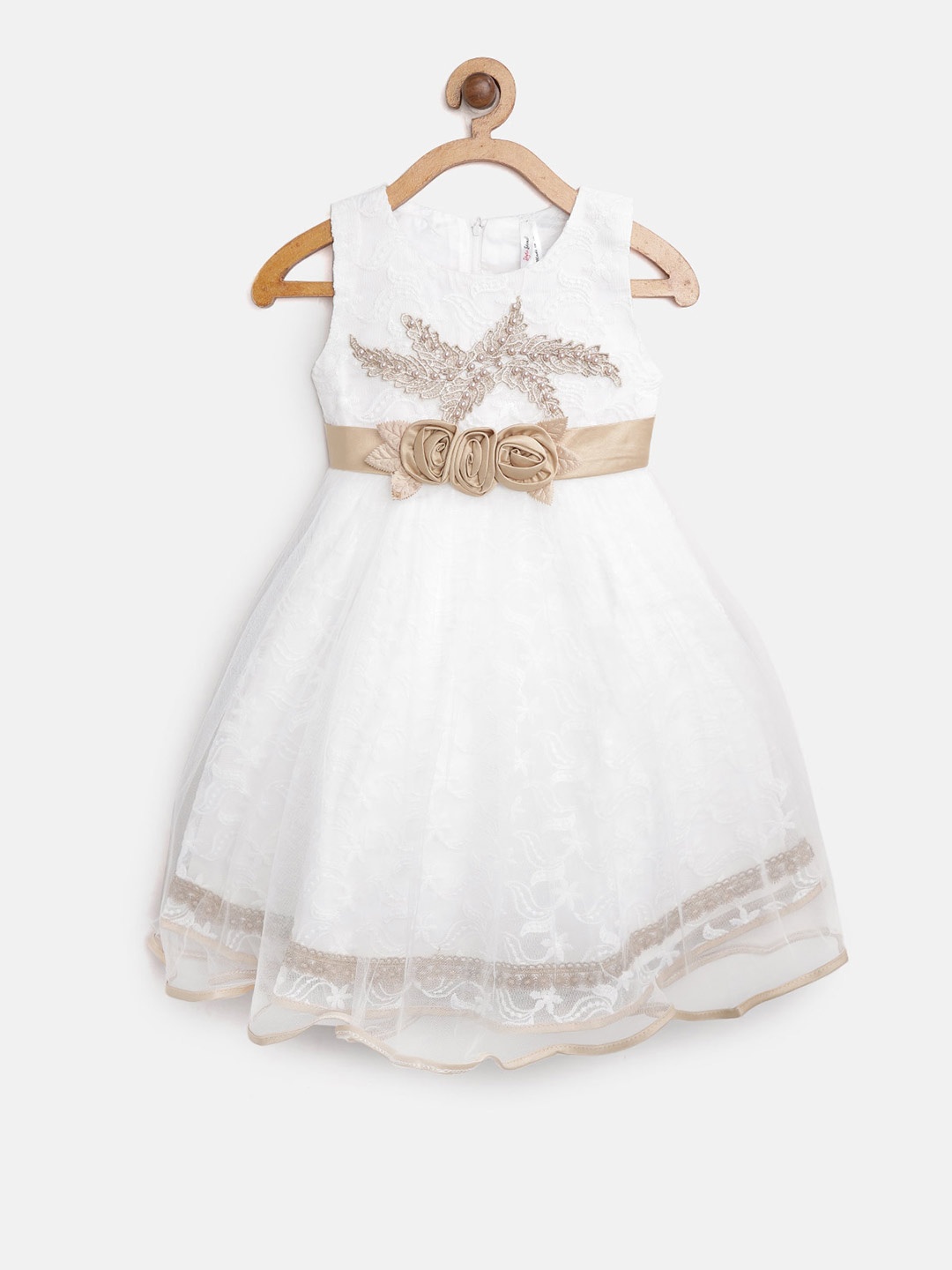 

StyleStone Girls White Embroidered Fit and Flare Dress