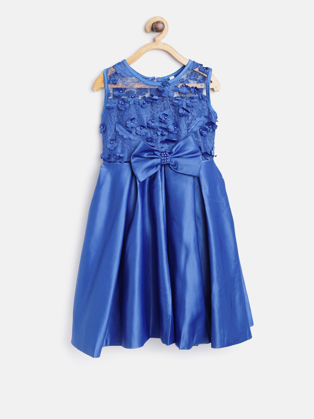 

StyleStone Girls Blue Solid Fit and Flare Dress