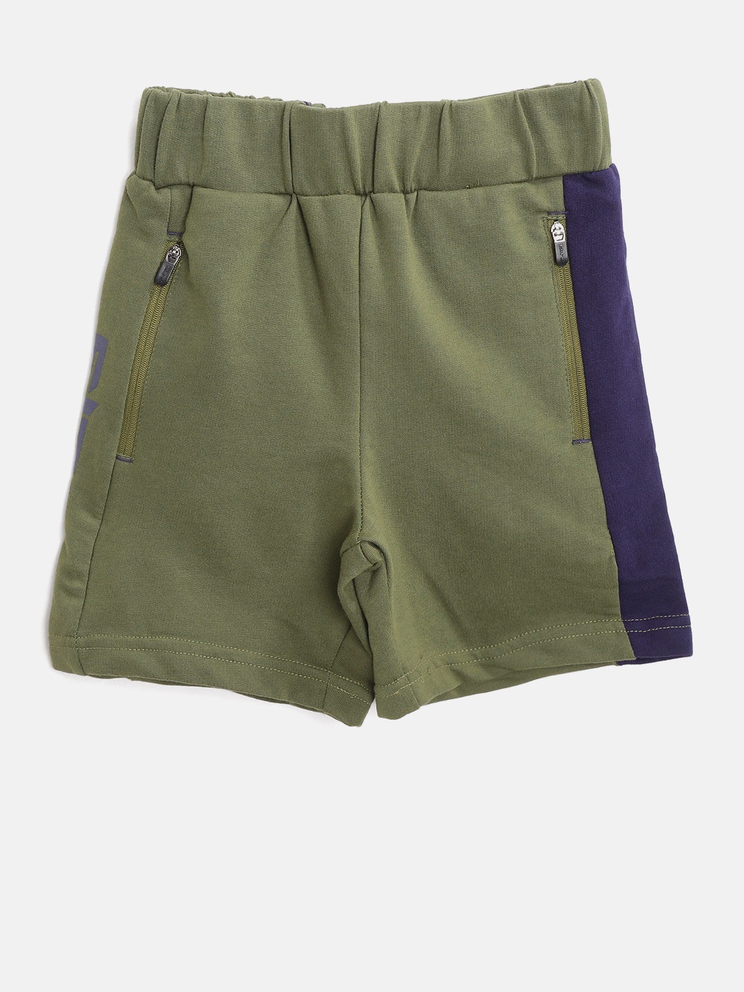 

Alcis Boys Olive Green Solid Slim Fit Sports Shorts