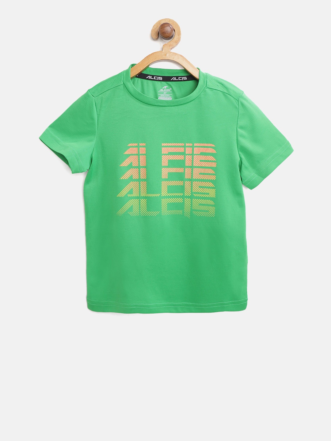 

Alcis Boys Green Printed Slim Fit Round Neck Training T-shirt