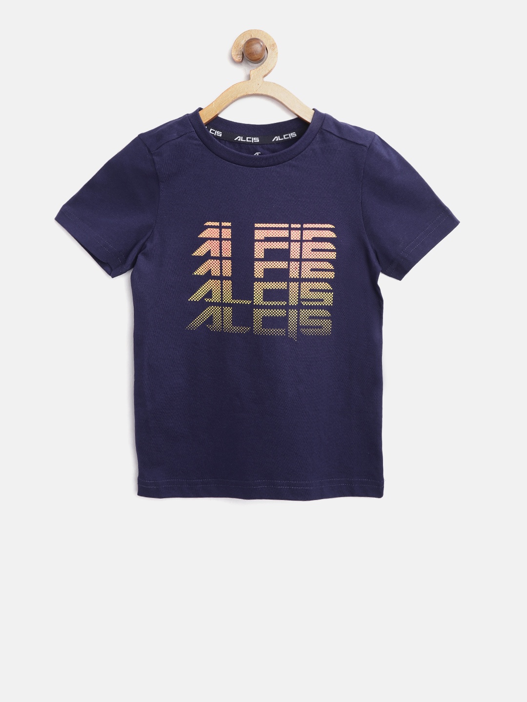 

Alcis Boys Navy Blue Printed Round Neck Training Pure Cotton T-shirt