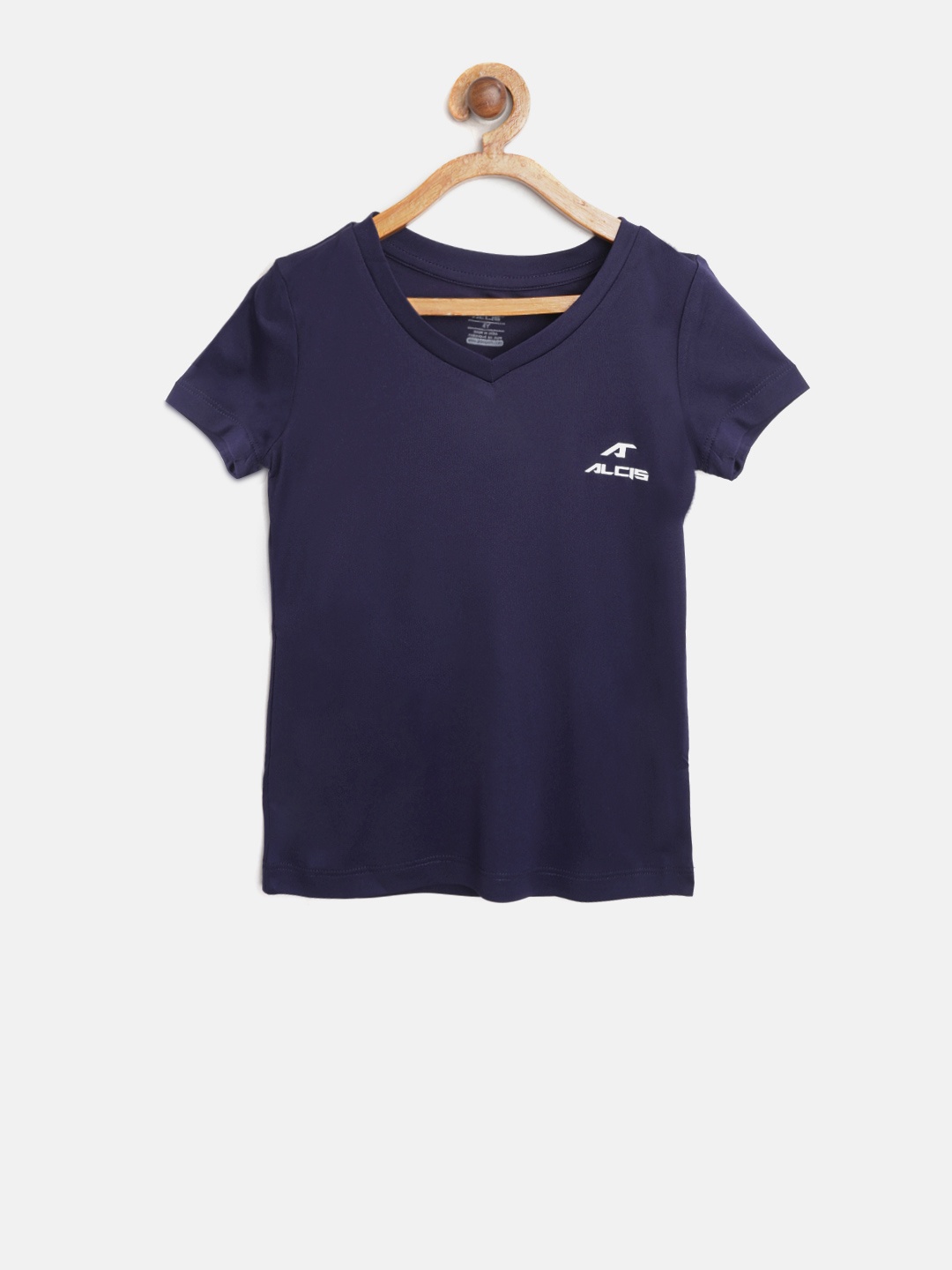 

Alcis Girls Navy Blue Solid V-Neck T-shirt