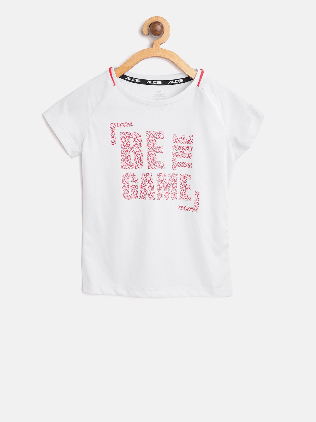 

Alcis Girls White Printed Slim Fit Round Neck Training T-shirt