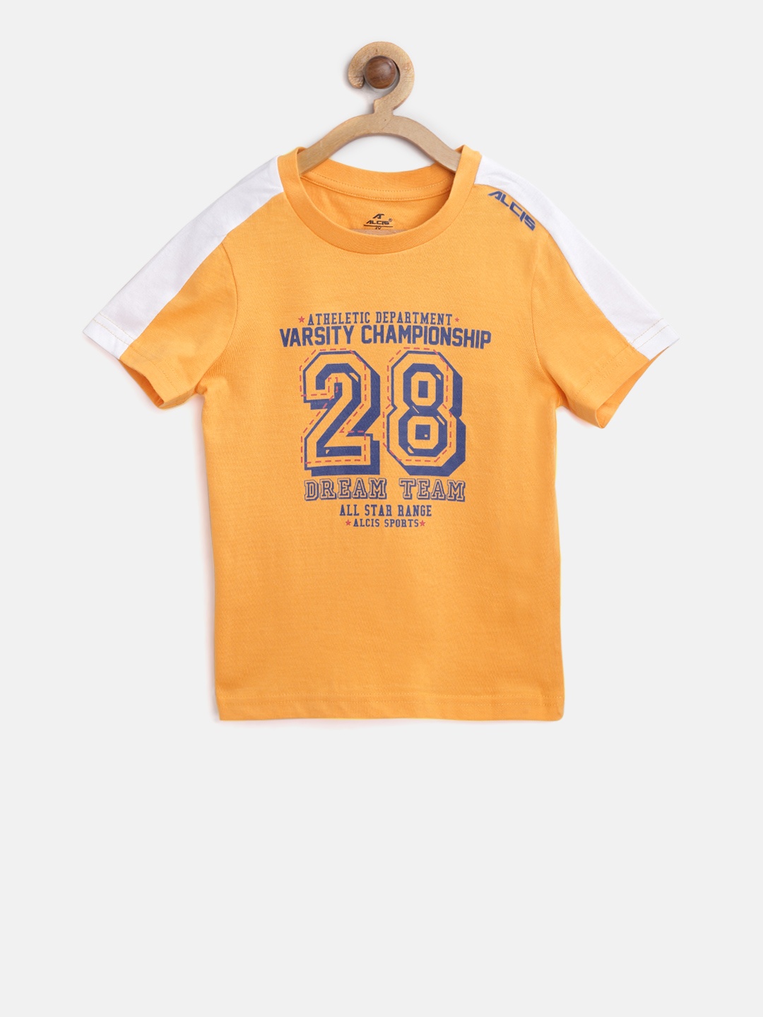 

Alcis Boys Orange Printed Round Neck Pure Cotton T-shirt