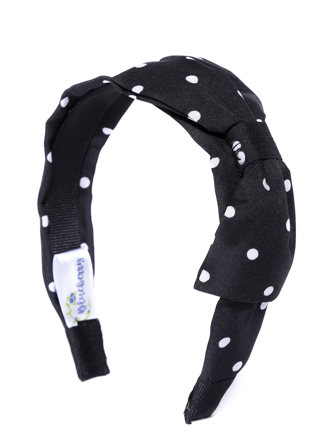 

Blueberry Women Black & Off-White Polka Dot Print Hairband with Bow Detail