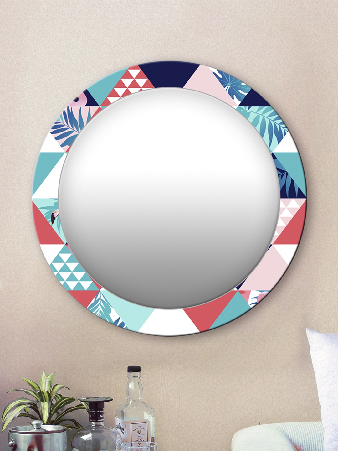 

999Store Multicoloured Printed Wall Mirror, Multi