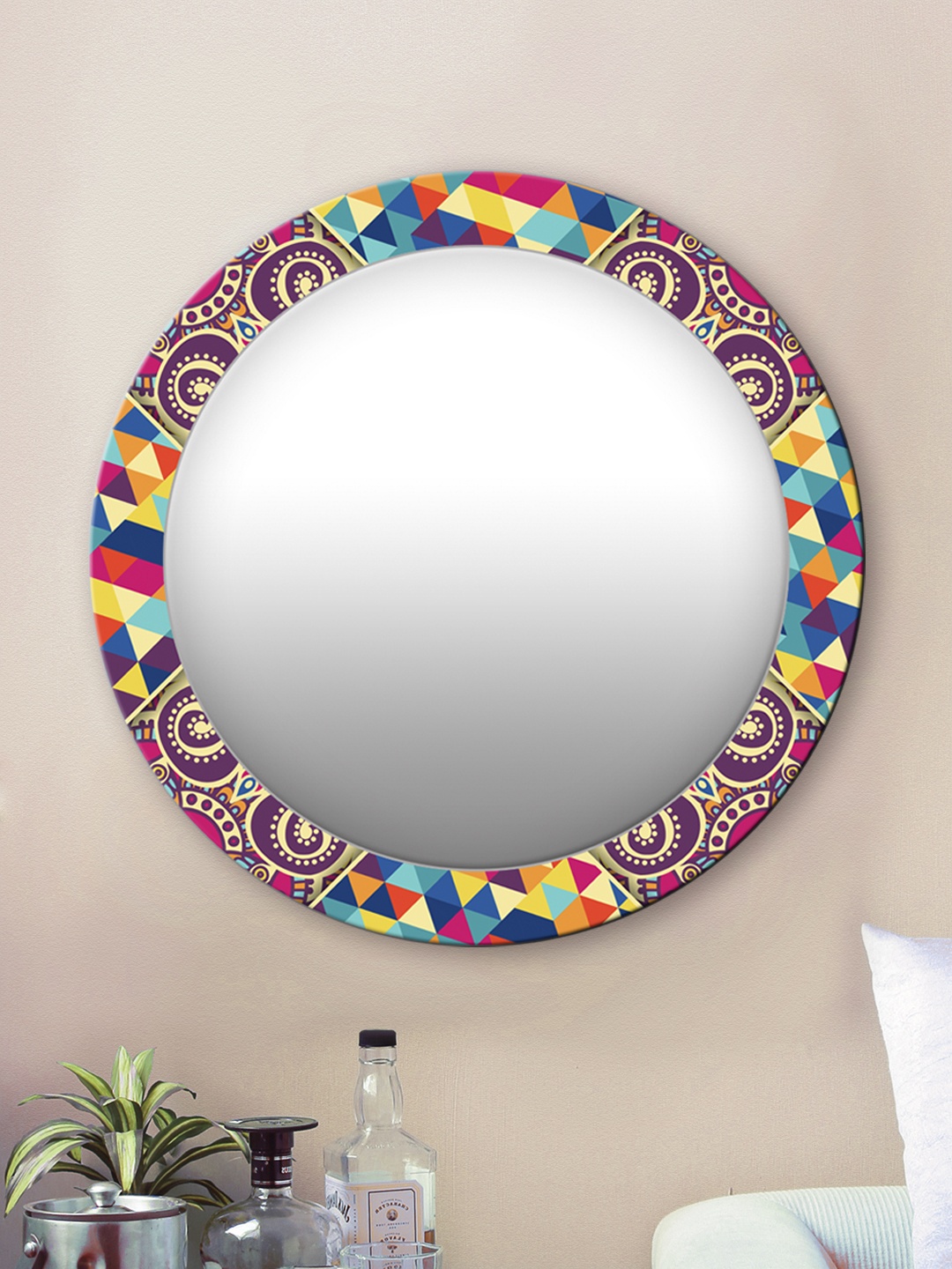 

999Store Multicoloured Printed Wall Mirror, Multi