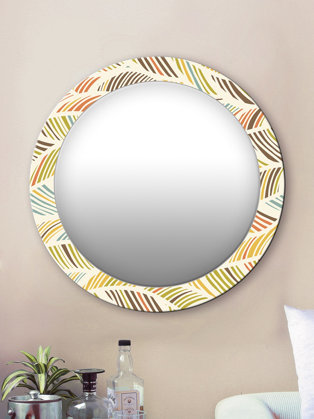 

999Store Multicoloured Printed Wall Mirror, Multi