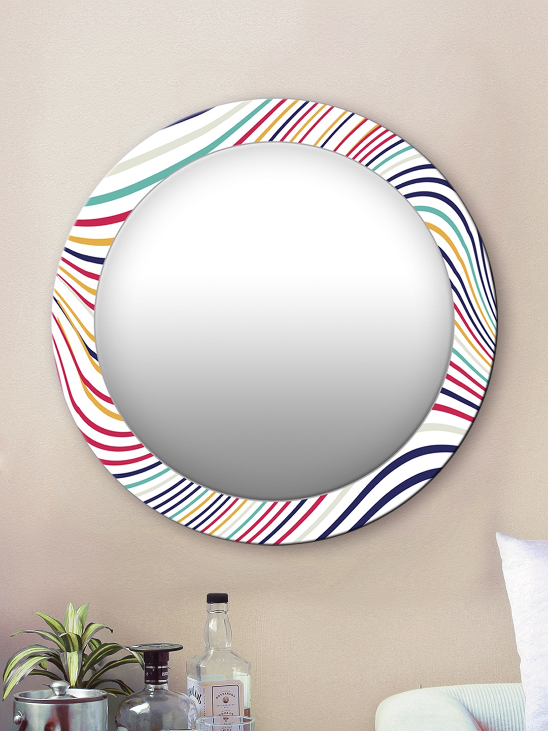 

999Store Multicoloured Printed Wall Mirror, Multi