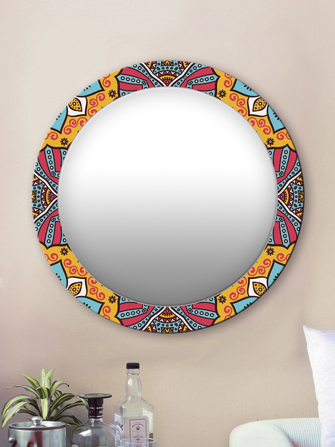 

999Store Multicoloured Printed Wall Mirror, Multi