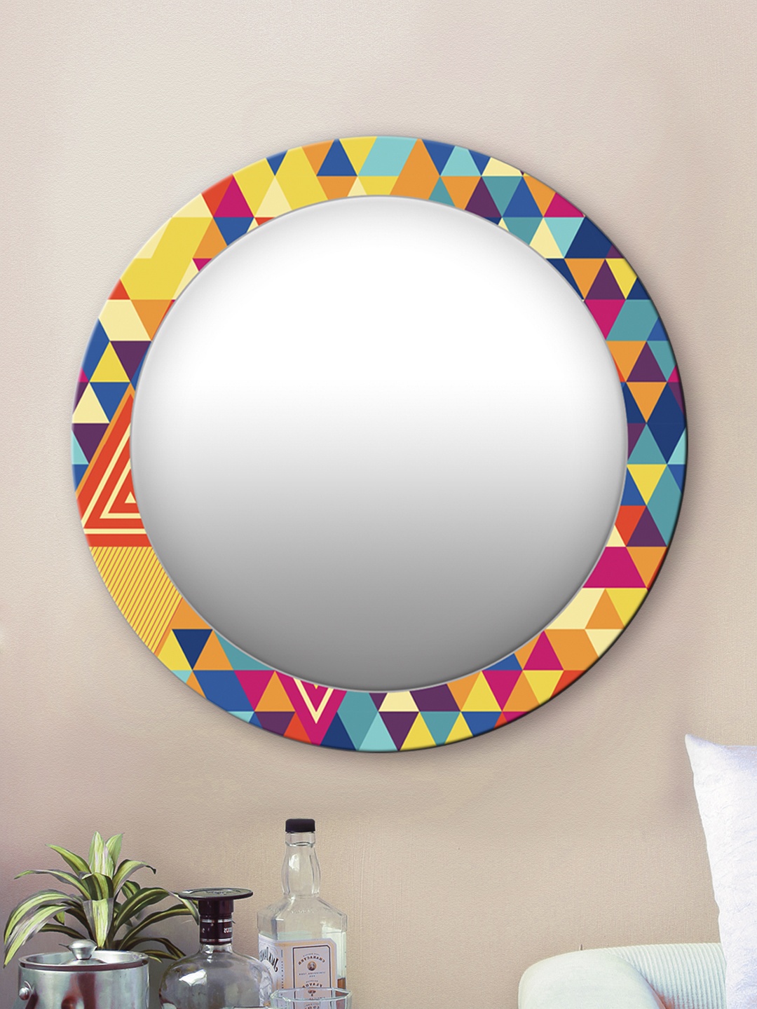 

999Store Multicoloured Printed Wall Mirror, Multi