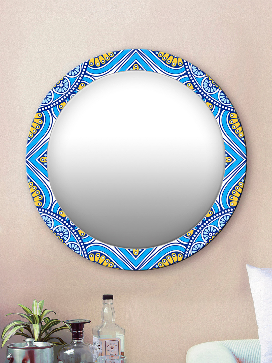 

999Store Blue Printed Wall Mirror