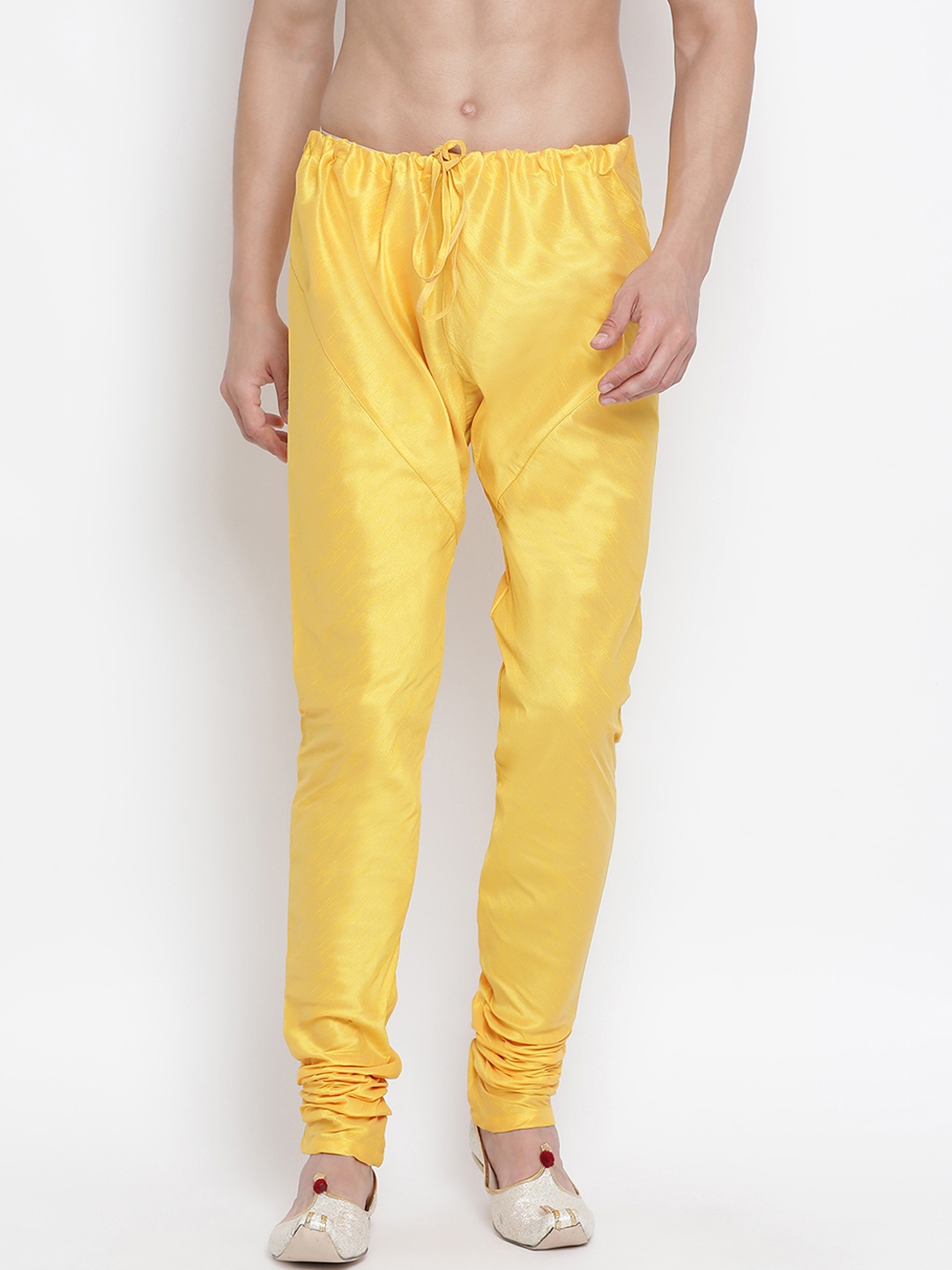 

VASTRAMAY Men Yellow Solid Churidar