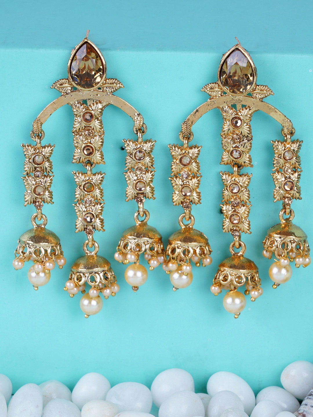 

Shining Diva Gold-Plated Classic Jhumkas