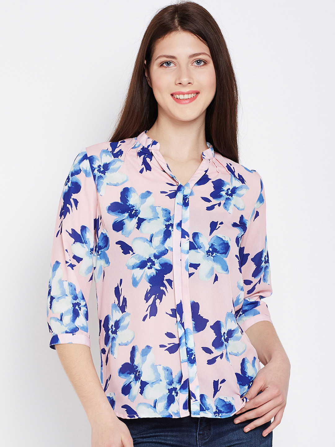 

Crimsoune Club Women Pink Printed Shirt Style Top