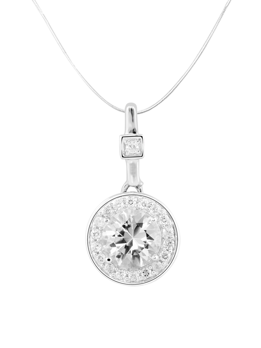 

TALISMAN Women Silver-Plated Stone-Studded Circular-Shaped Pendant