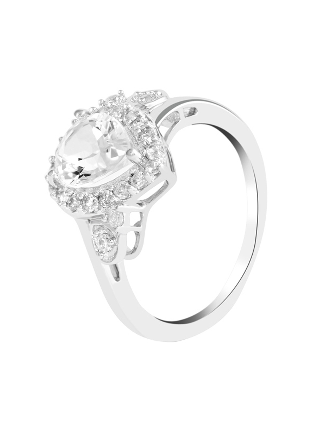 

TALISMAN Women Silver-Plated Stone-Studded Diamond-Shaped Finger Ring