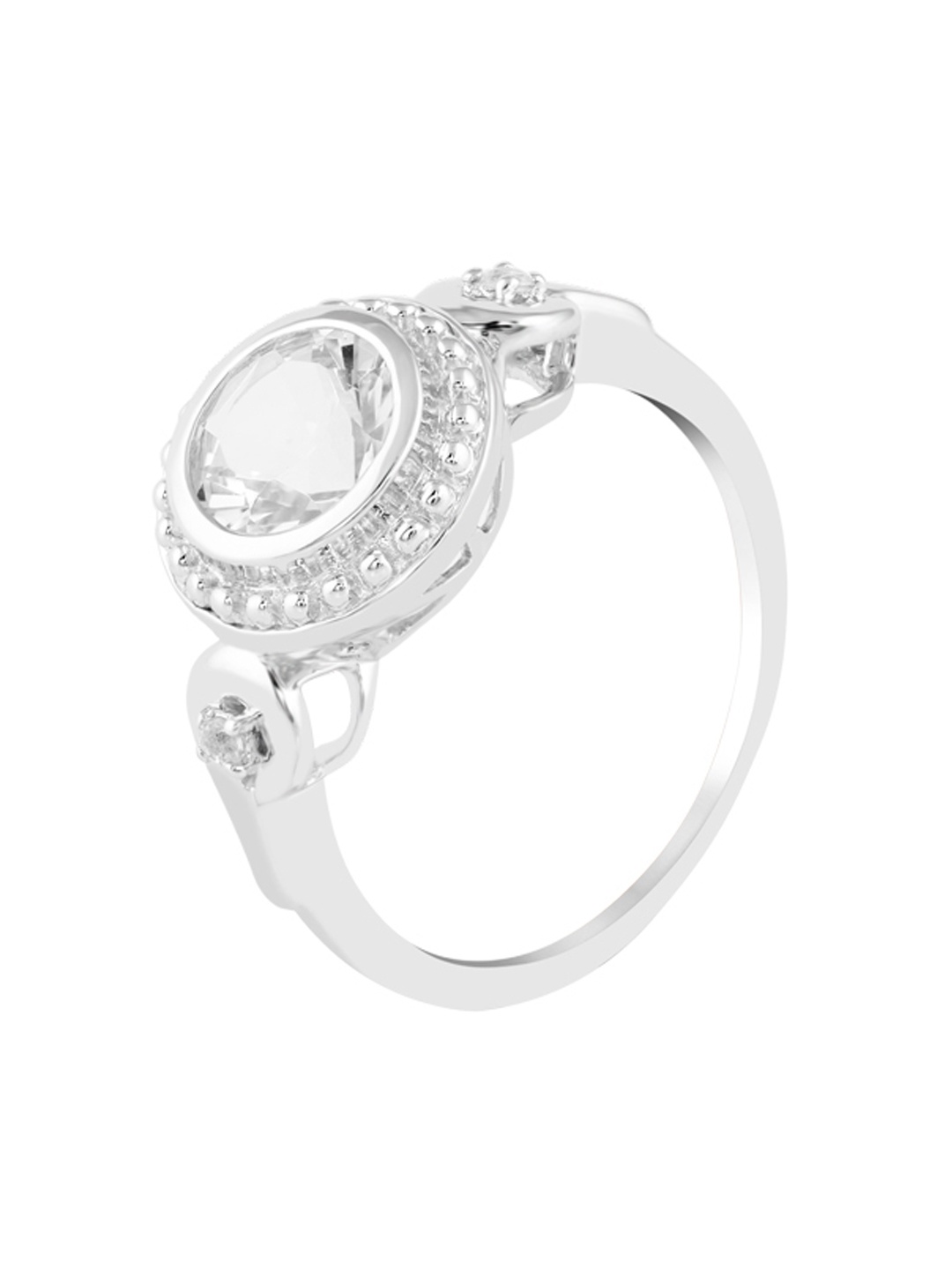 

TALISMAN Women Silver-Plated Stone-Studded Circular-Shaped Finger Ring