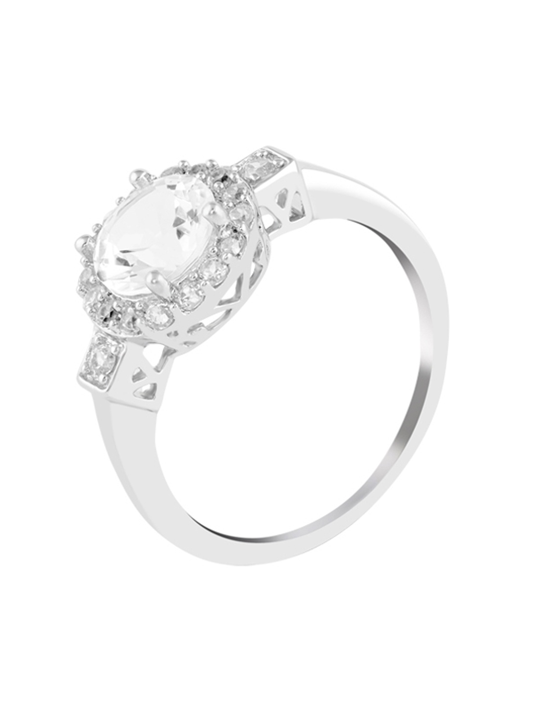 

TALISMAN Women Silver-Plated Stone-Studded Circular-Shaped Finger Ring