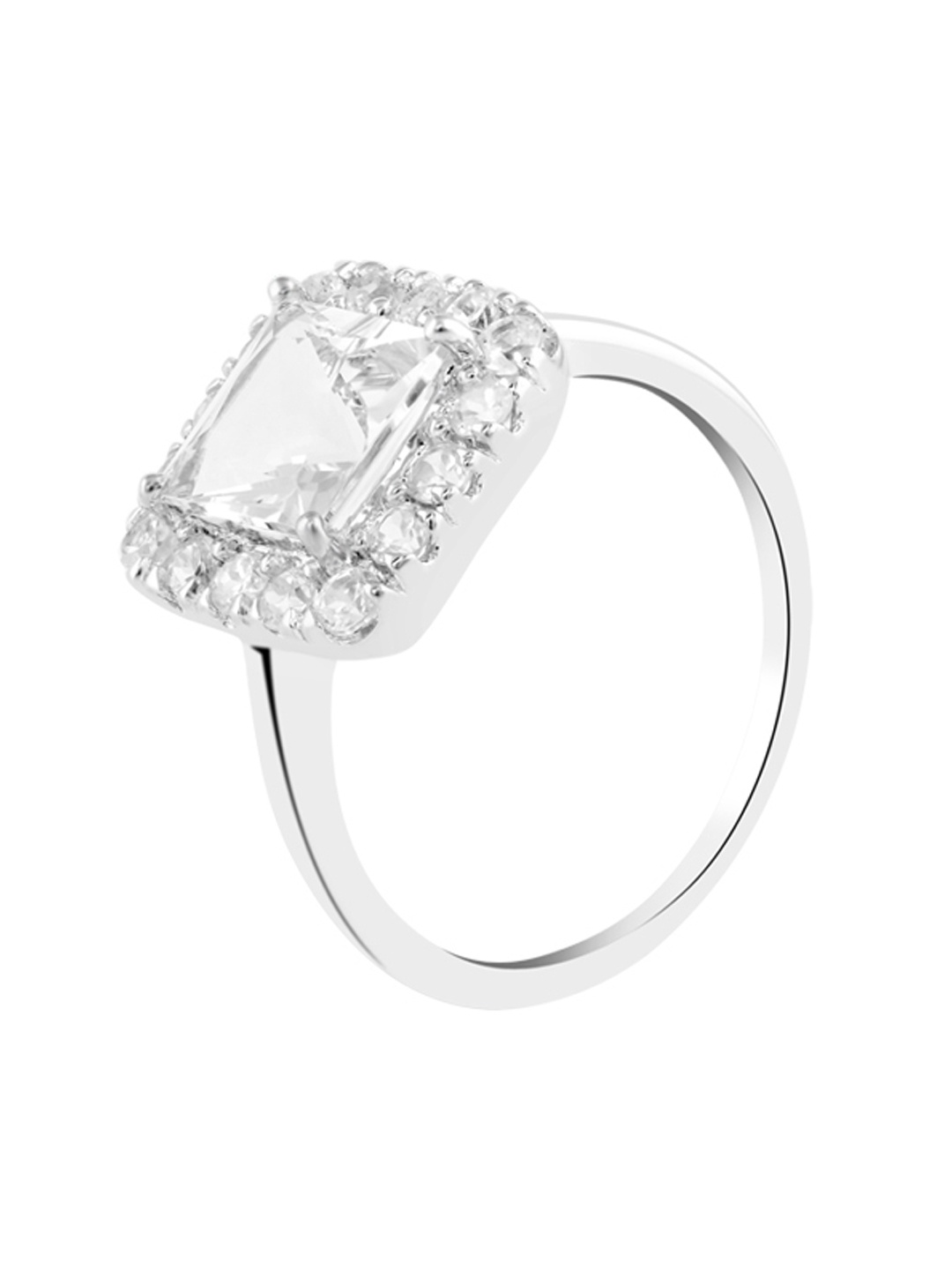 

TALISMAN Women Silver-Plated Stone-Studded Square-Shaped Finger Ring