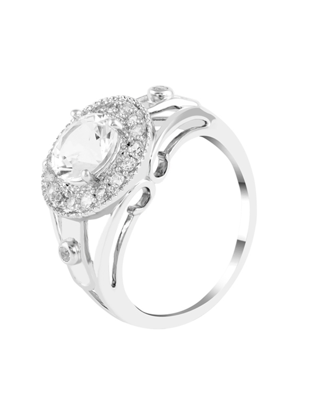 

TALISMAN Women Silver-Plated Stone-Studded Circular-Shaped Finger Ring