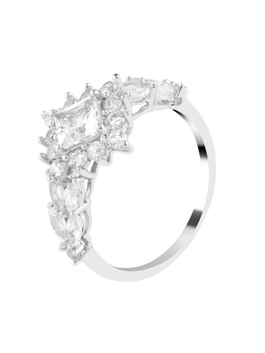 

TALISMAN Women Silver-Plated Stone-Studded Mountain-Shaped Finger Ring