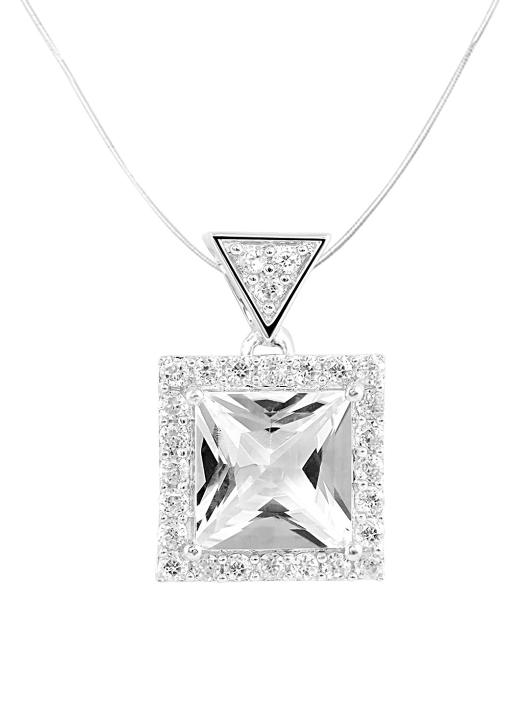 

TALISMAN Women Silver-Plated Stone-Studded Diamond-Shaped Pendant