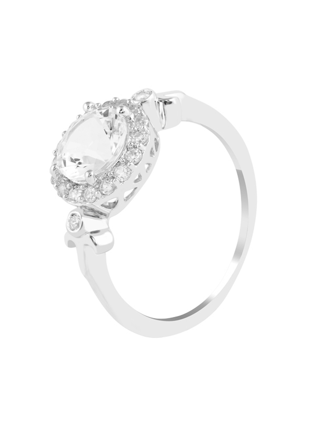 

TALISMAN Women Silver-Plated Stone-Studded Circular-Shaped Finger Ring