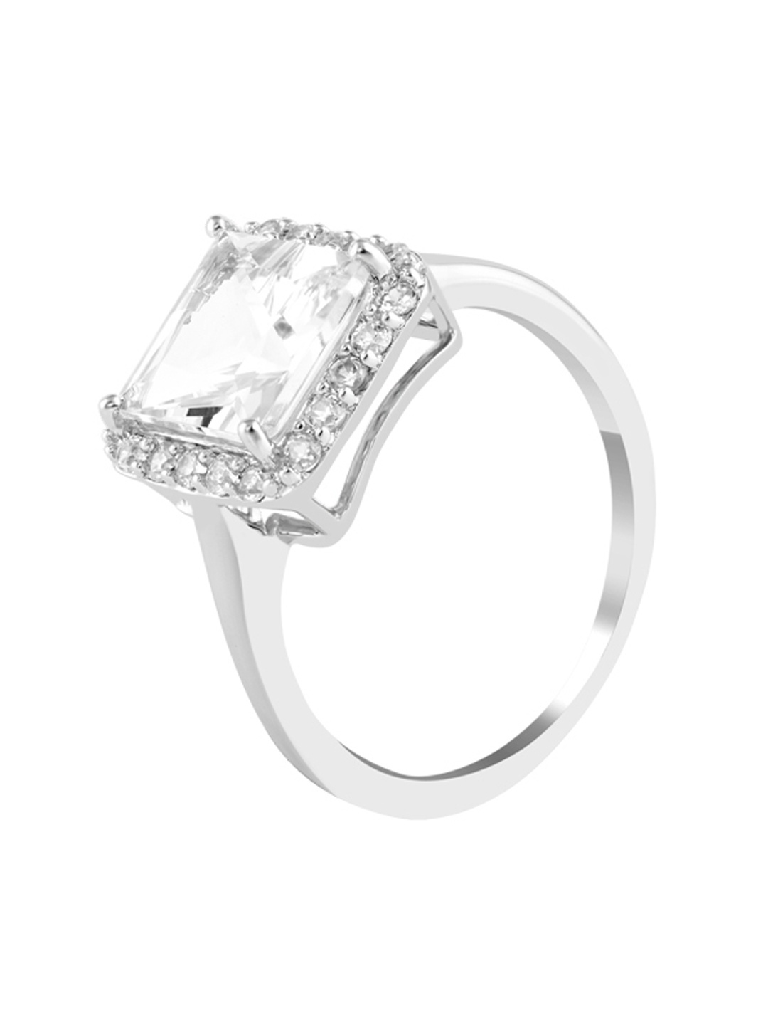 

TALISMAN Women Silver-Plated Stone-Studded Square-Shaped Finger Ring