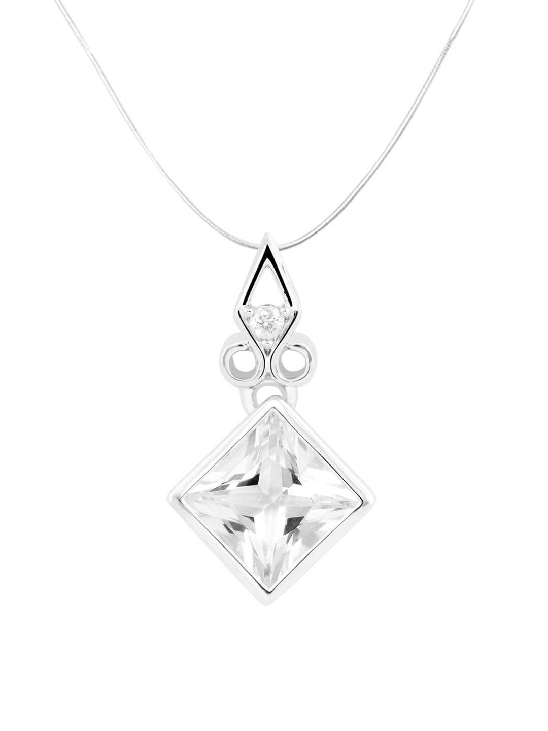 

TALISMAN Women Silver-Plated Stone-Studded Diamond-Shaped Pendant