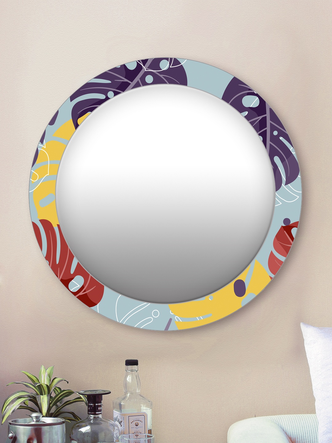 

999Store Unisex Multicoloured Round Wall Mirror, Multi