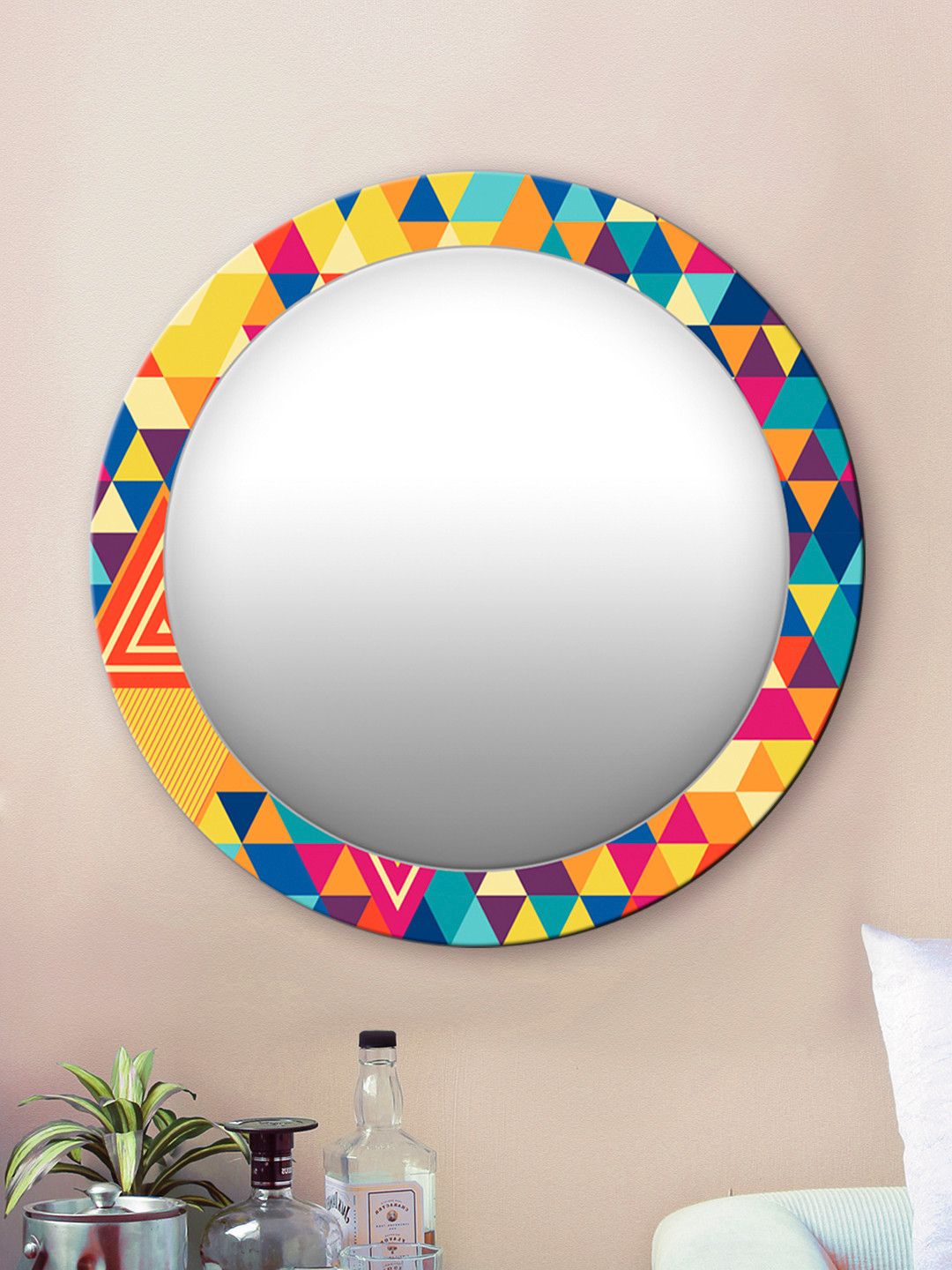 

999Store Multicoloured Printed Wall Mirror, Multi