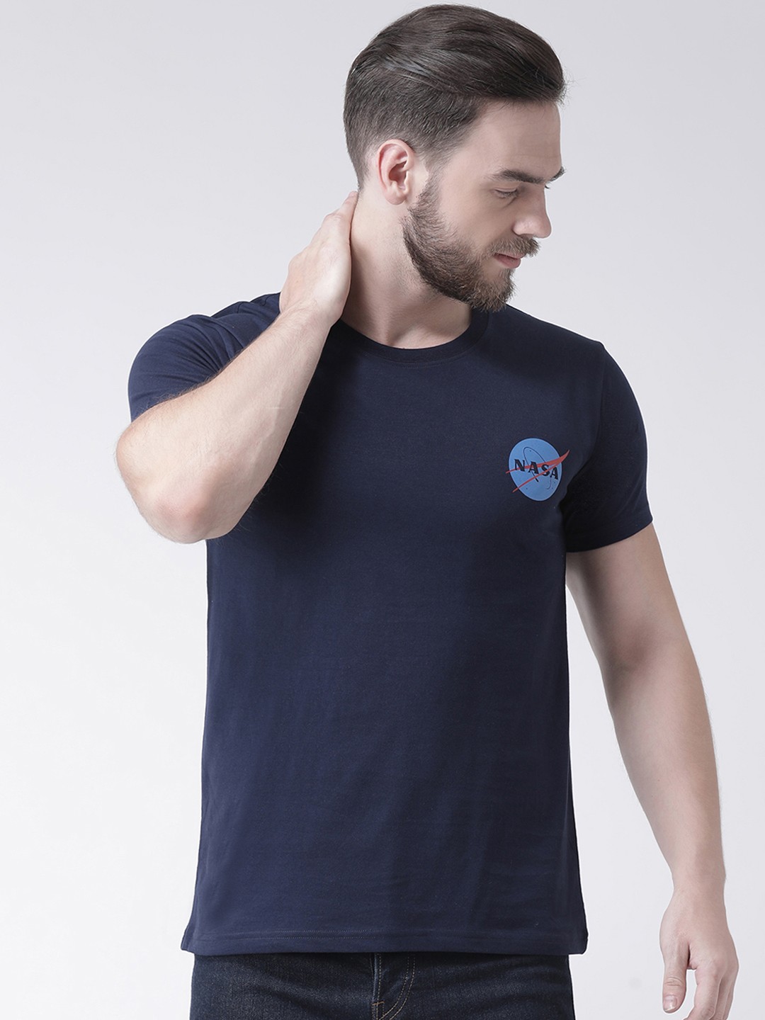 

GRIFFEL Men Navy Blue Printed Round Neck T-shirt