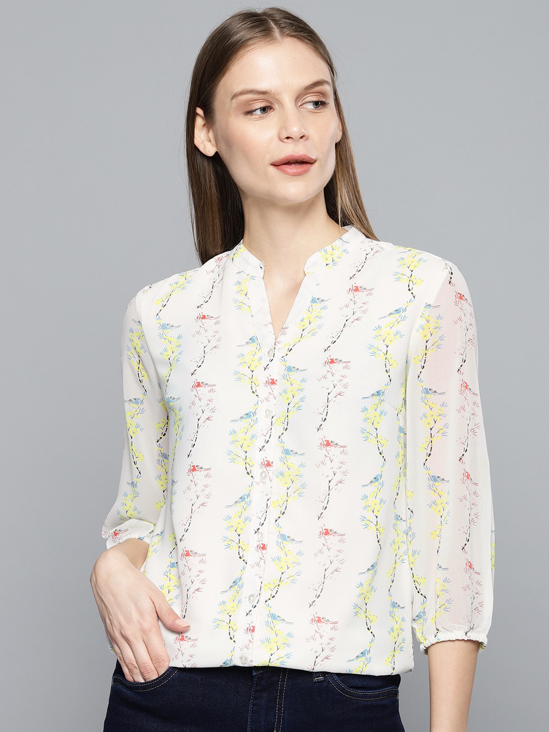 

Chemistry Women White Printed Blouson Top