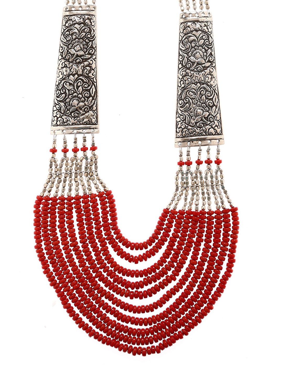 

Bamboo Tree Jewels Maroon Metal Handcrafted Necklace