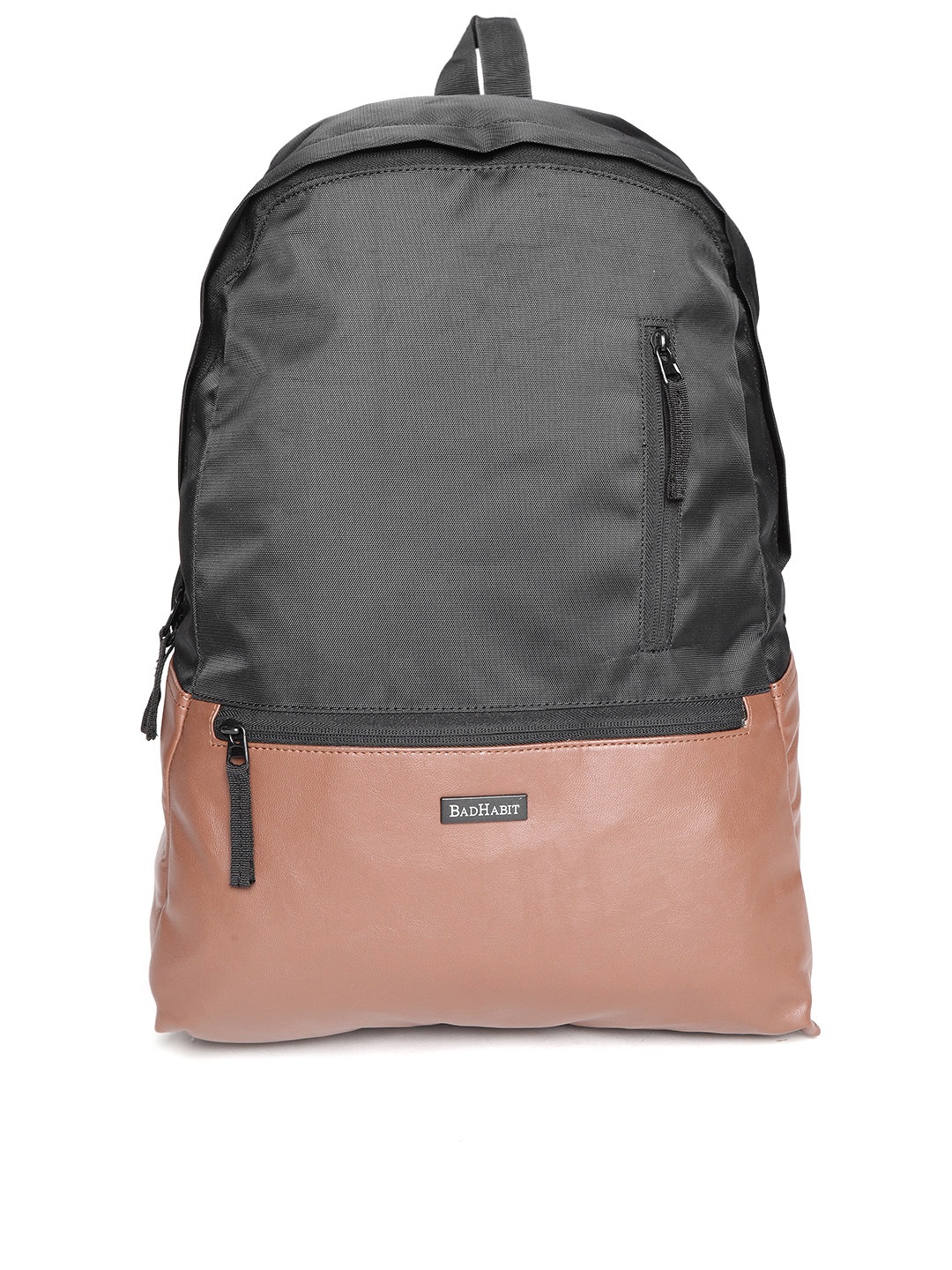 

BAD HABIT Unisex Black & Brown Colourblocked Laptop Backpack
