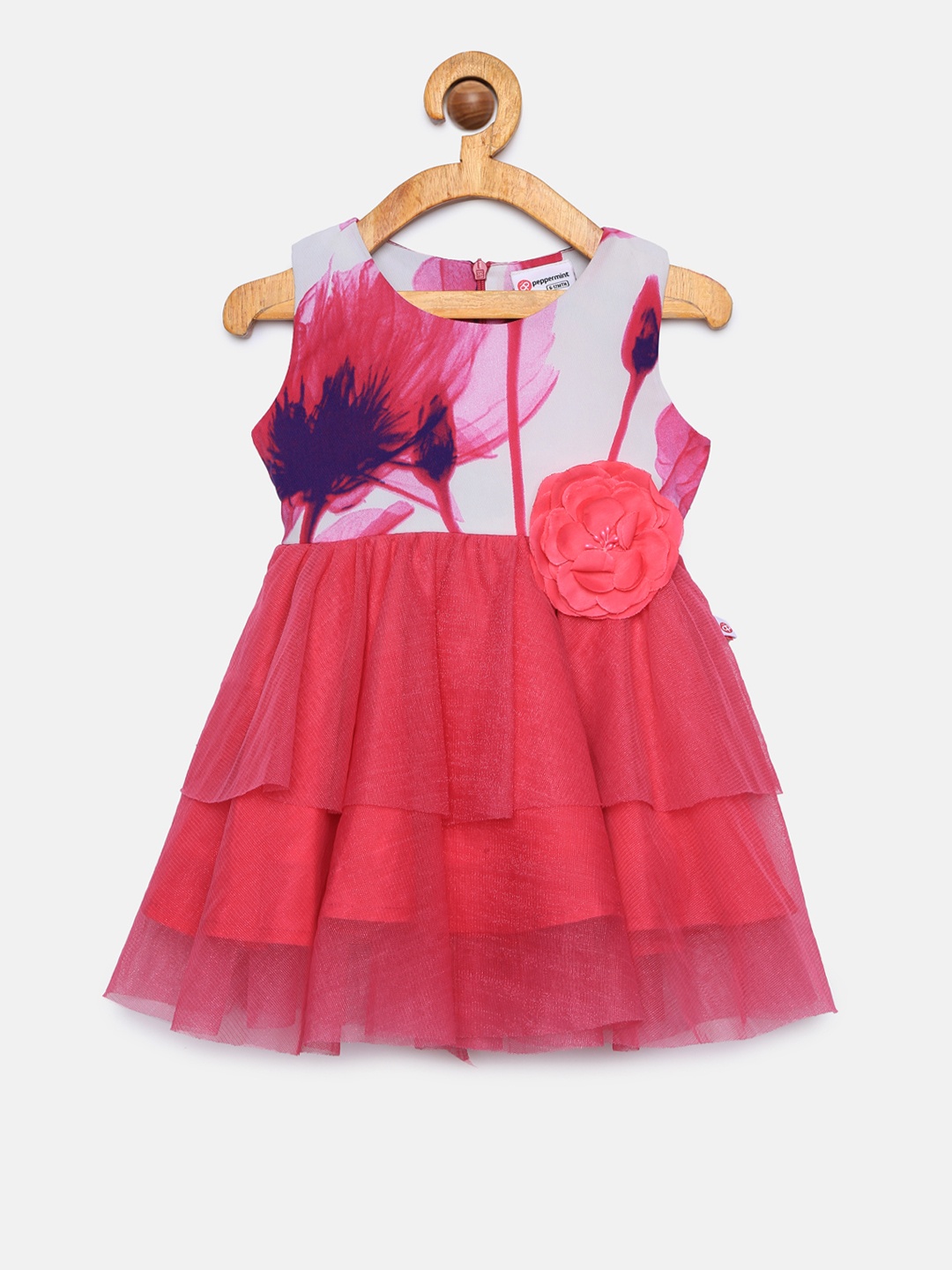 

Peppermint Girls Purple & Pink Printed Fit and Flare Dress