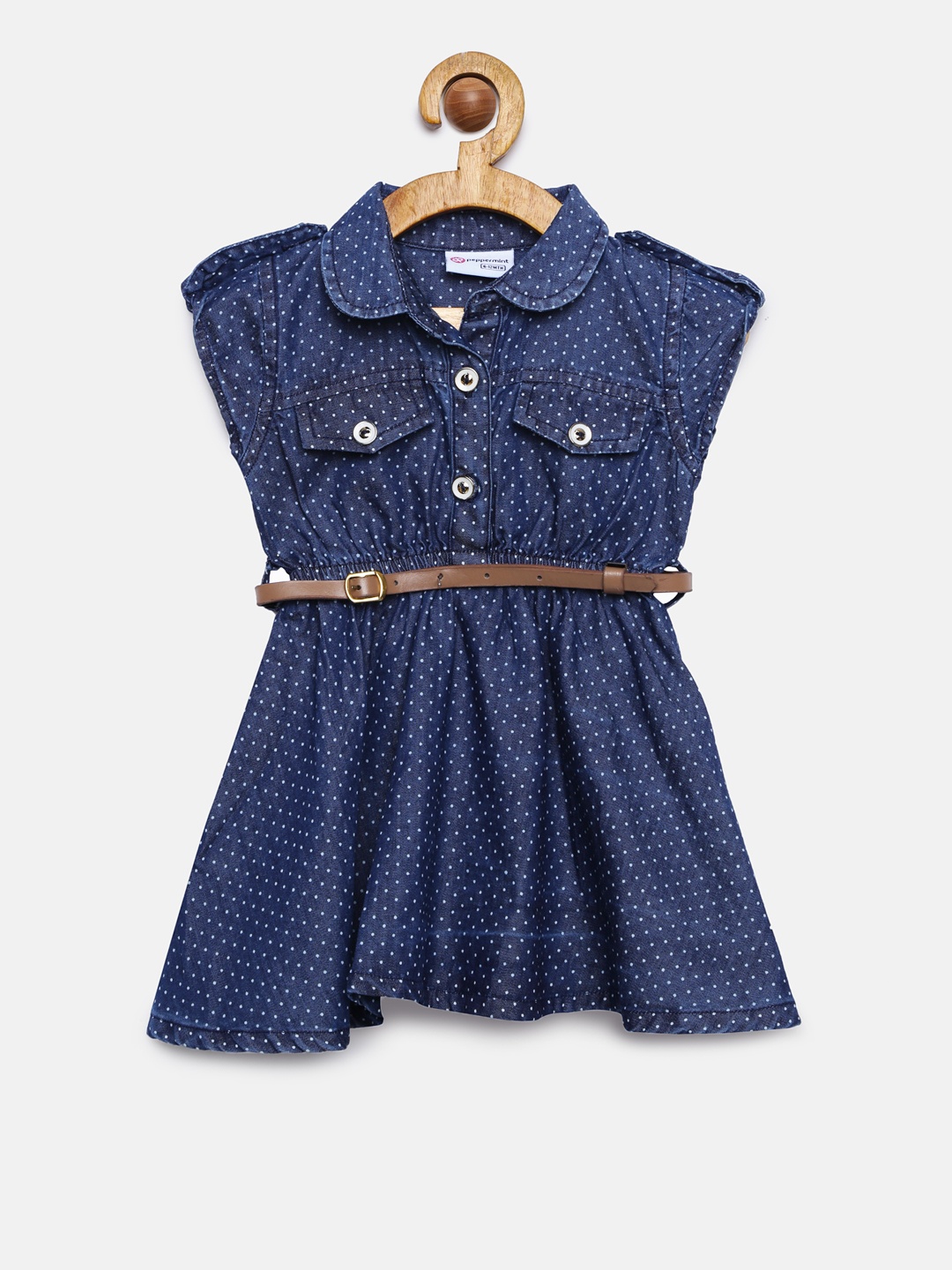 

Peppermint Girls Navy Blue Fit and Flare Dress