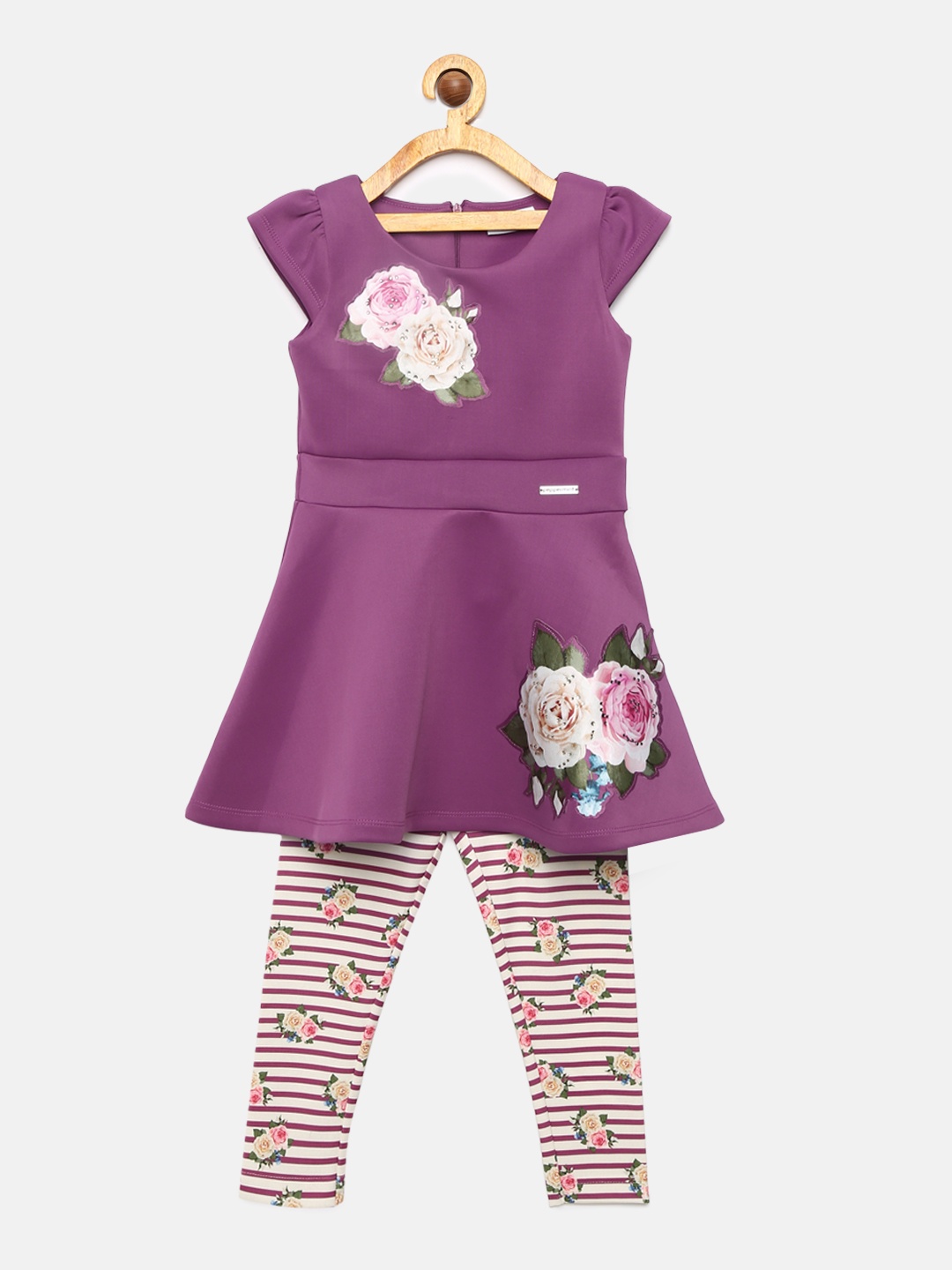 

Peppermint Girls Mauve Fit and Flare Dress with Leggings