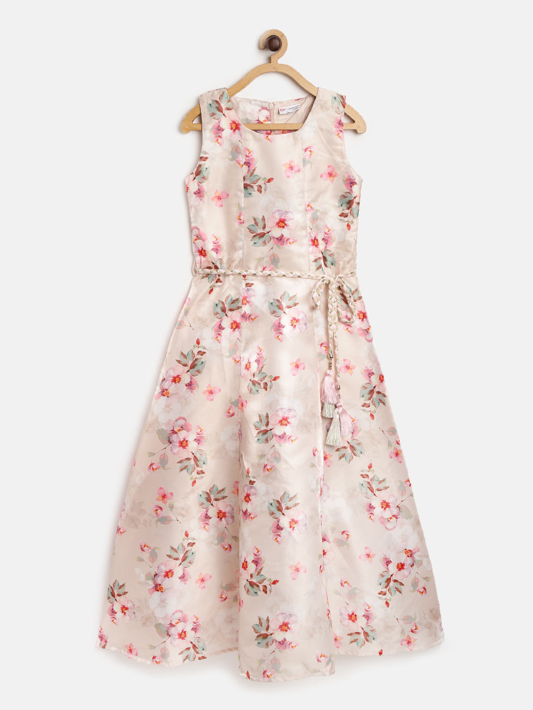 

Peppermint Girls Beige & Pink Printed Maxi Dress