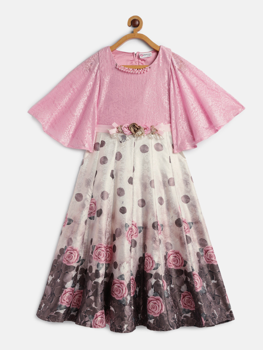 

Peppermint Girls Pink & White Printed Fit and Flare Dress