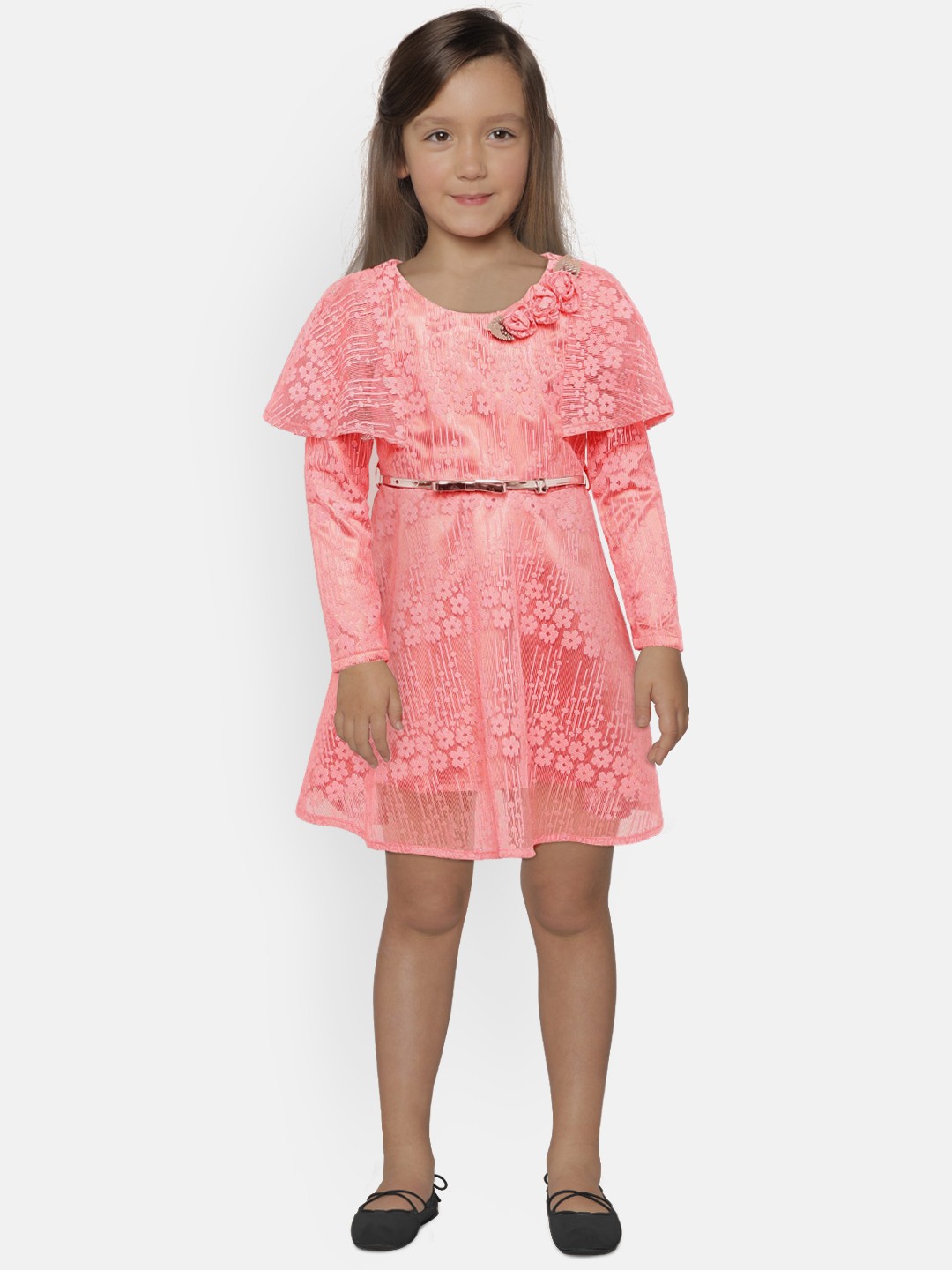 

Peppermint Girls Peach-Coloured Fit and Flare Dress, Pink