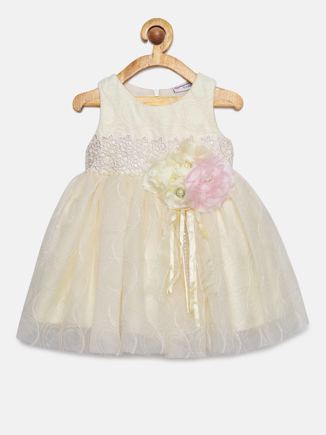 

Peppermint Girls Cream-Coloured Fit and Flare Dress