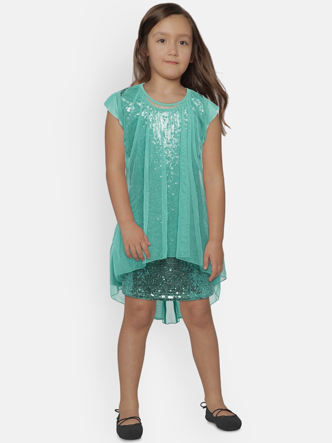 

Peppermint Girls Sea Green Embellished A-Line Dress