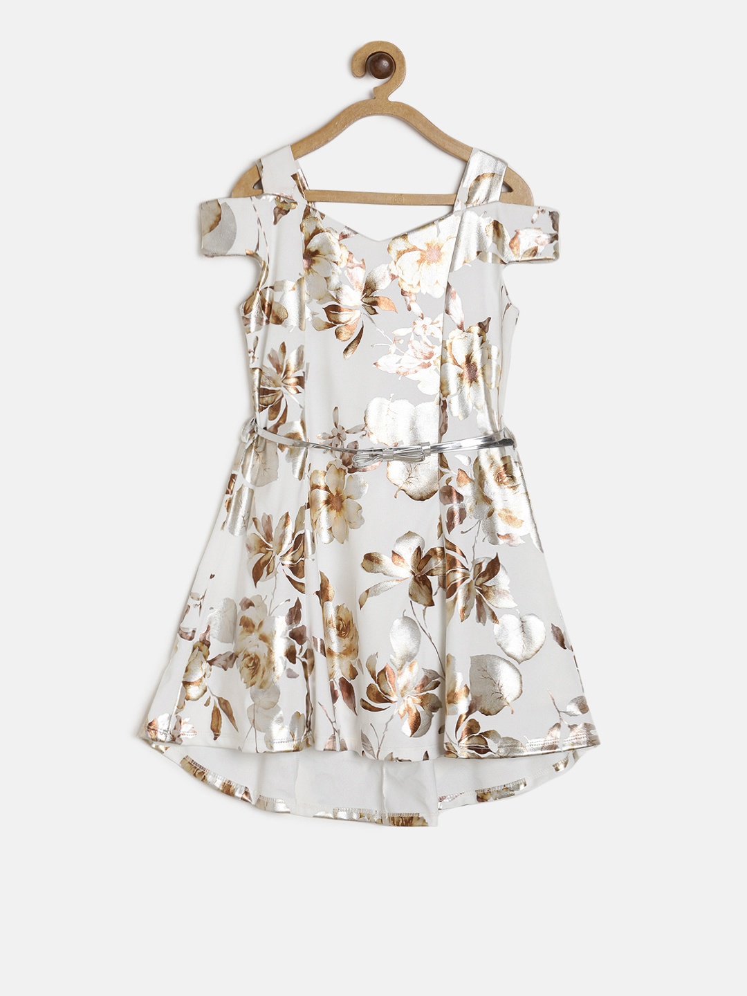 

Peppermint Girls Off-White & Brown Fit and Flare Dress