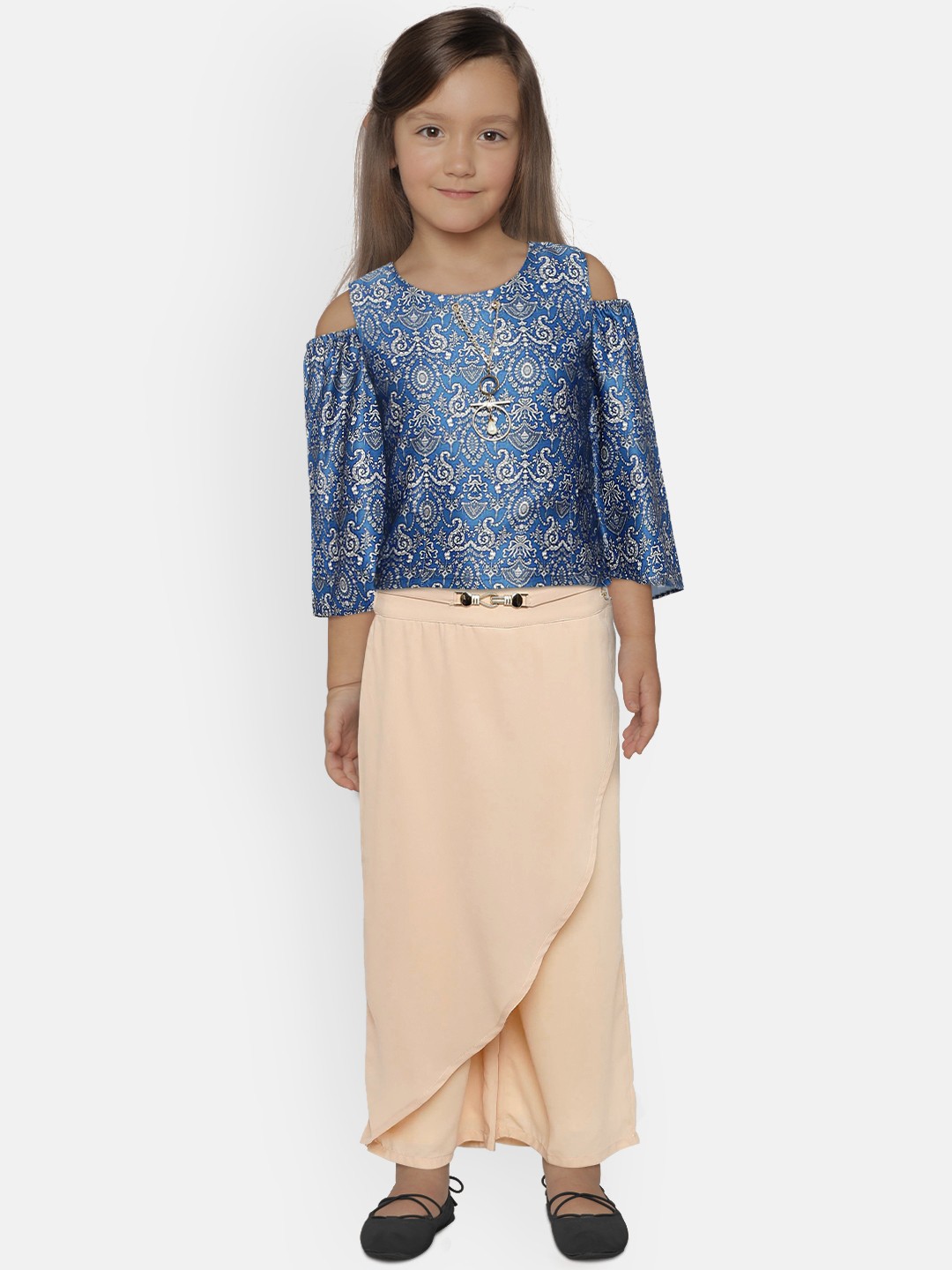

Peppermint Girls Blue & Beige Printed Top with Palazzos
