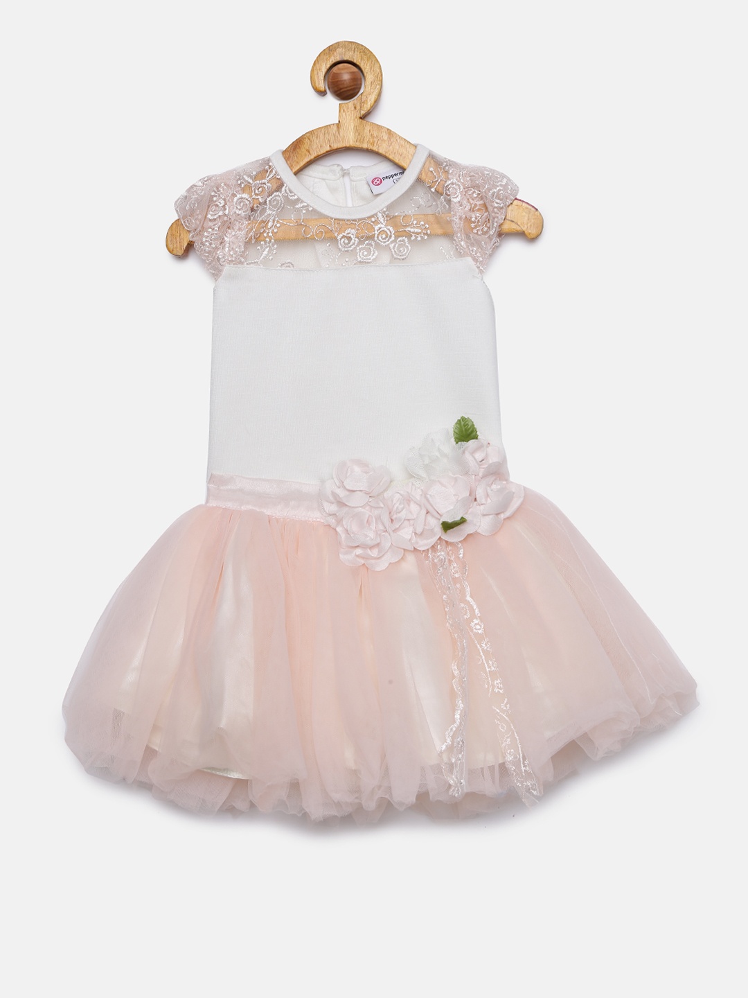 

Peppermint Girls Pink & White Solid Top with Skirt