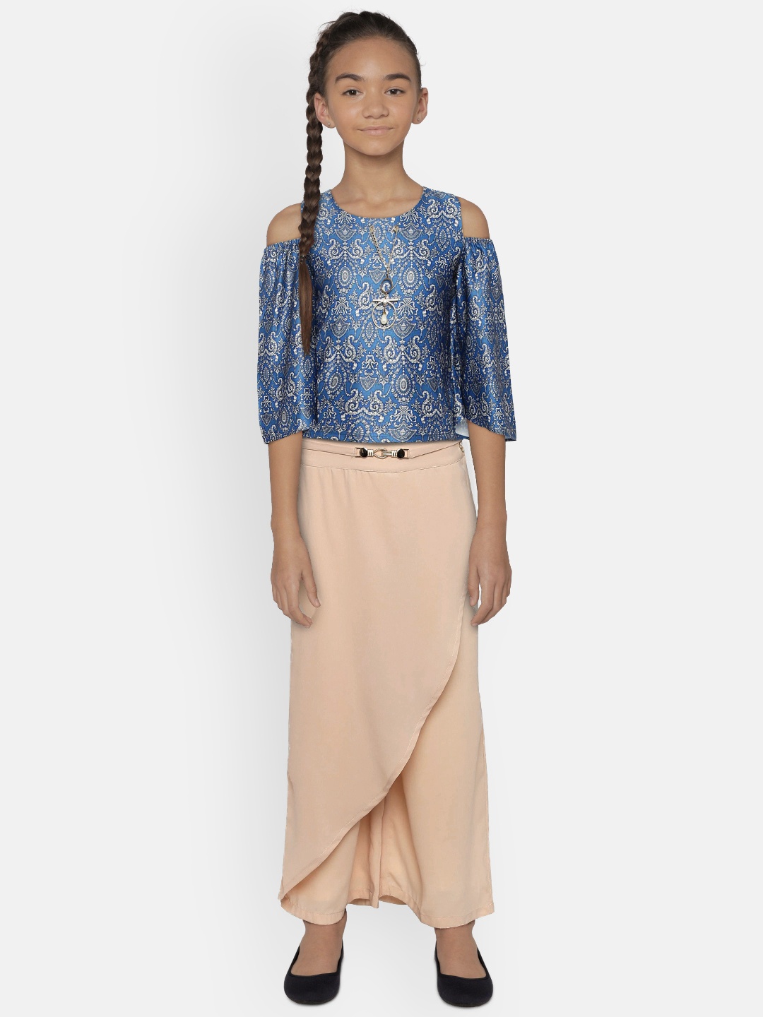 

Peppermint Girls Blue Printed Top with Palazzos